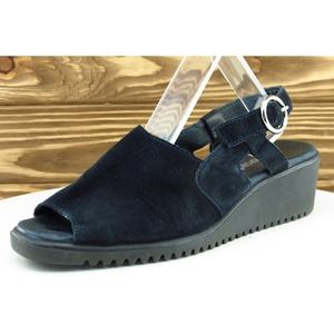 I Heart Comfort Size 7 M Black Slingback Leather Women Sandal Shoes 564‎